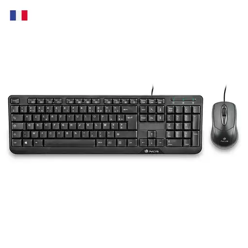 NGS Cocoa Kit, AZERTY, FR teclado Ratón incluido Universal USB Francés Negro