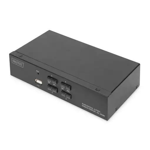 Digitus Conmutador KVM, 4 puertos, pantalla simple, 4K, HDMI®