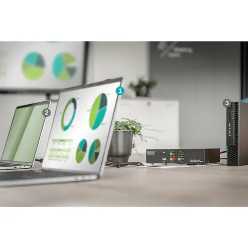 Digitus Conmutador KVM, 4 puertos, pantalla simple, 4K, HDMI®