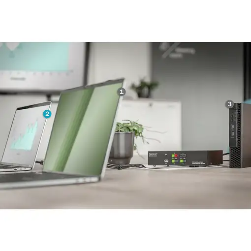 Digitus Conmutador KVM, 4 puertos, pantalla simple, 4K, HDMI®