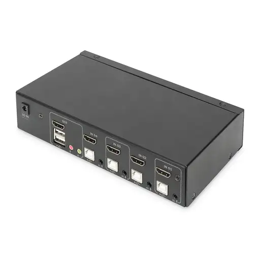 Digitus Conmutador KVM, 4 puertos, pantalla simple, 4K, HDMI®