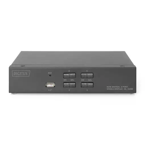Digitus Conmutador KVM, 4 puertos, pantalla simple, 4K, HDMI®