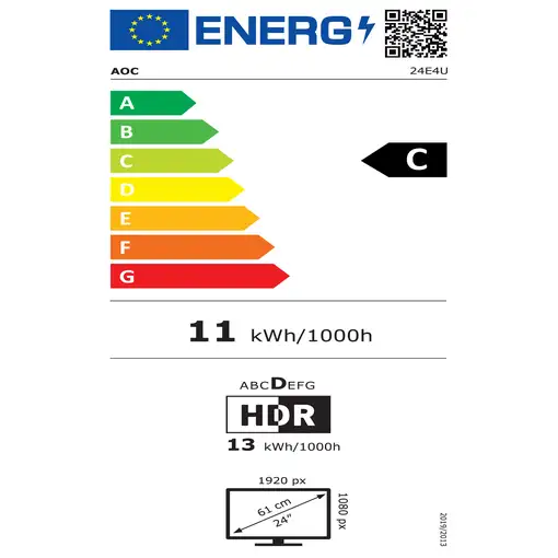 AOC 24E4U pantalla para PC 60,5 cm (23.8") 1920 x 1080 Pixeles Full HD LED Negro