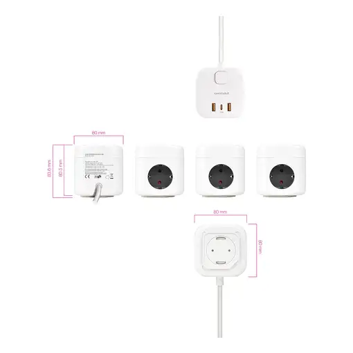 Nanocable Base de 3 enchufes con 3 USB (2 USB-A + 1 USB-C), GaN + PPS, PD 20W