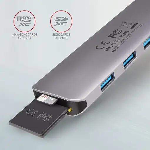 Axagon HMC-HCR3A 3x USB-A+ HDMI+ SD/microSD USB-C 3.2 Gen 1 hub 20cm Alámbrico USB