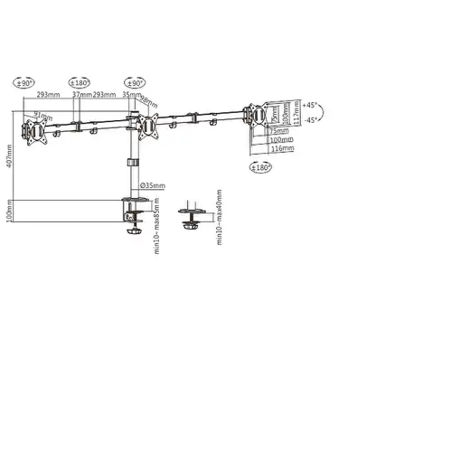 Gembird MA-D3-01 soporte para monitor 68,6 cm (27") Escritorio Negro