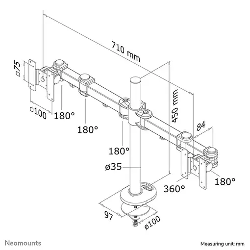 Neomounts FPMA-D960DG Brazo de monitor 10-27"