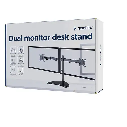 Gembird MS-D2ST-02 soporte para monitor 81,3 cm (32") Escritorio Negro