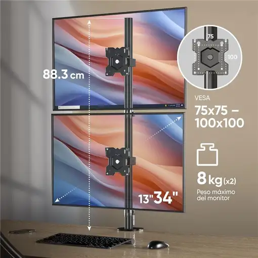 ONKRON D208E-B soporte para monitor 86,4 cm (34'') Escritorio Negro