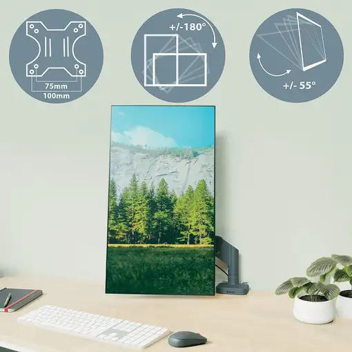 Leitz 65380089 soporte para monitor 81,3 cm (32") Escritorio Gris Oscuro