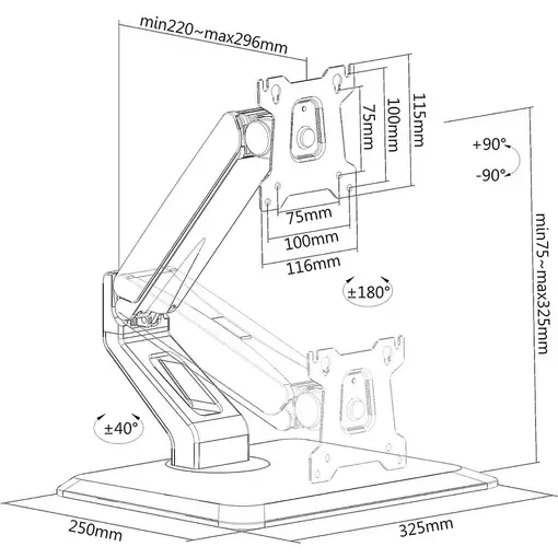Techly ICA-LCD 35TS soporte para monitor 81,3 cm (32") Escritorio Negro