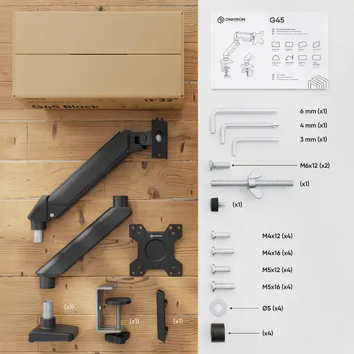 ONKRON G45-B soporte para monitor 81,3 cm (32") Escritorio Negro