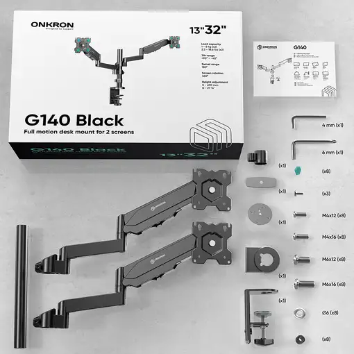 ONKRON G140-B soporte para monitor 81,3 cm (32") Escritorio Negro