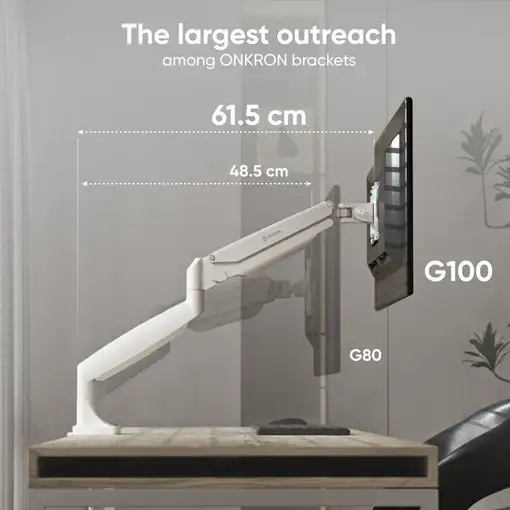 ONKRON G100-W soporte para monitor 81,3 cm (32'') Escritorio Blanco
