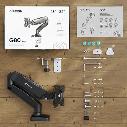 ONKRON G80 81,3 cm (32'') Escritorio Negro