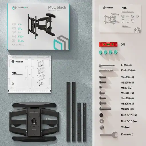 ONKRON M6L-B soporte para TV 190,5 cm (75") Negro