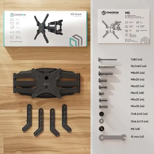 ONKRON M5-B soporte para TV 177,8 cm (70") Negro