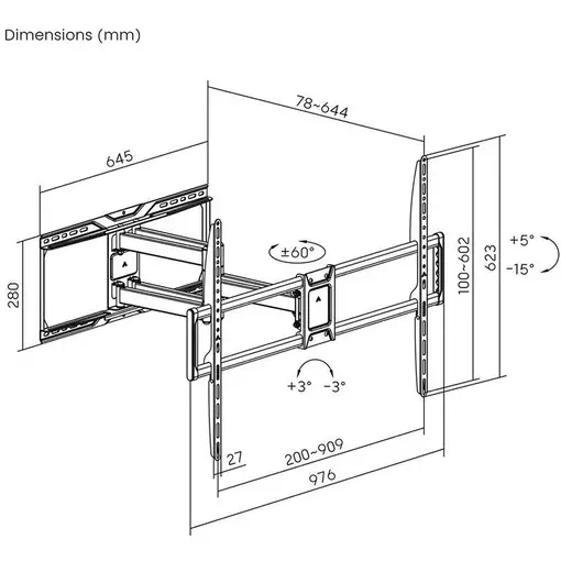 Gembird WM-105ST-01 soporte para TV 2,67 m (105") Negro