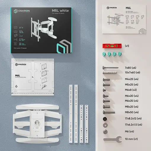 ONKRON M6L-W soporte para TV 190,5 cm (75") Blanco