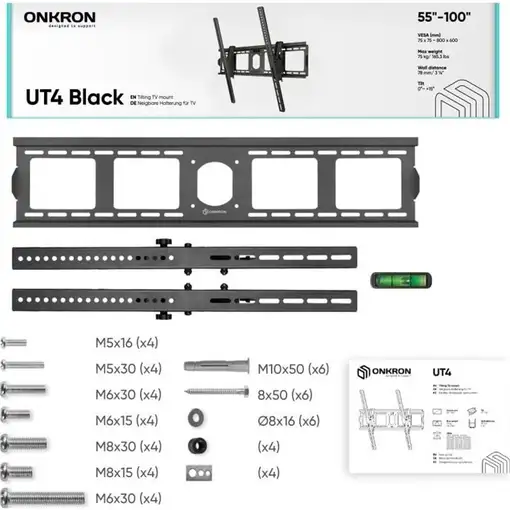 ONKRON UT4-B soporte para TV 2,54 m (100'') Negro