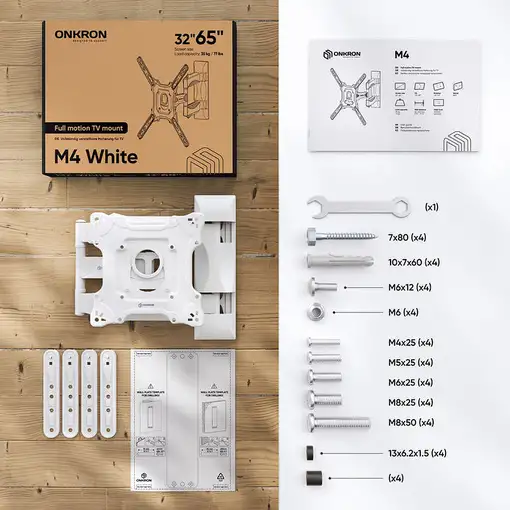 ONKRON M4-W soporte para TV 165,1 cm (65") Blanco