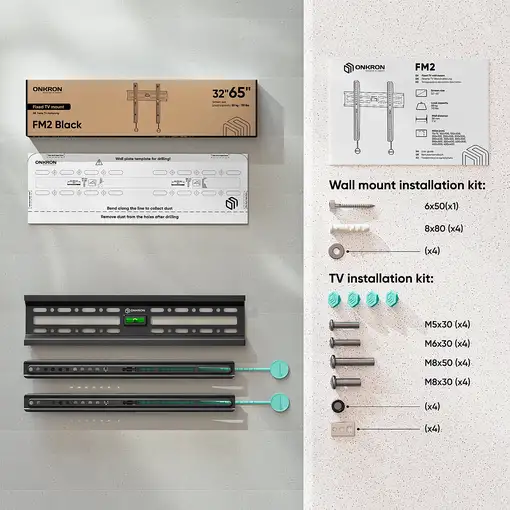 ONKRON FM2-B soporte para TV 165,1 cm (65") Negro