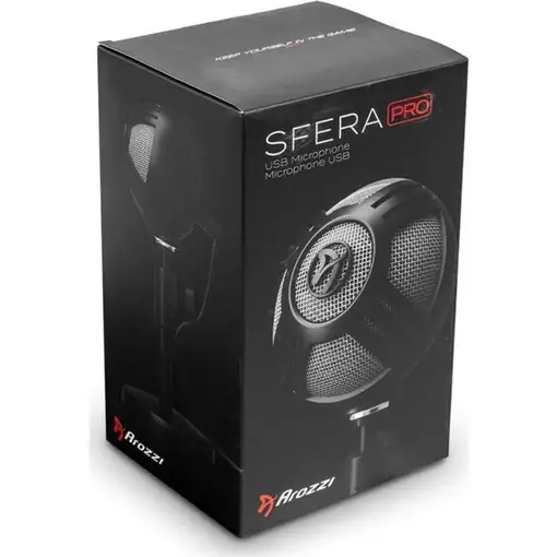 Arozzi Sfera Pro Negro, Plata Micrófono de superficie para mesa
