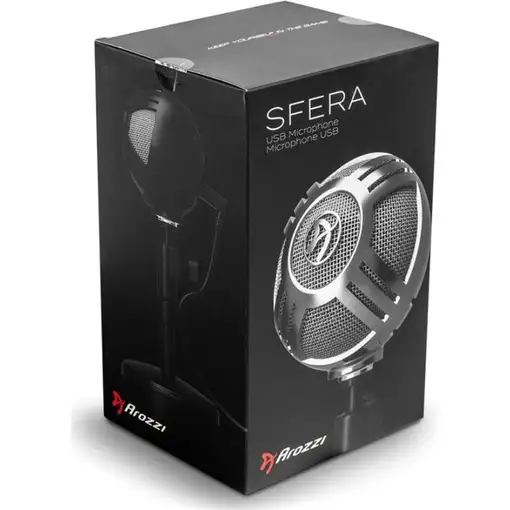 Arozzi Sfera Negro, Blanco Micrófono de superficie para mesa