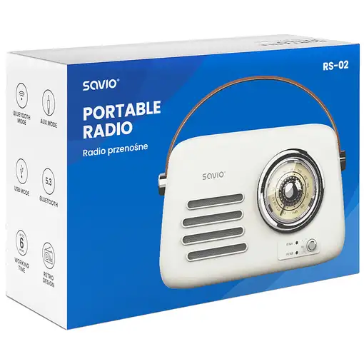 Savio RS-02 radio Portátil Analógica Blanco