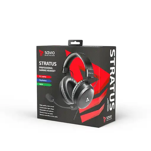 Savio Stratus Auriculares Alámbrico gancho de oreja Juego Negro