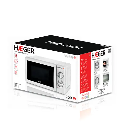 Haeger MW-70W.006A microondas Negro Solo microondas Encimera 20 L 700 W