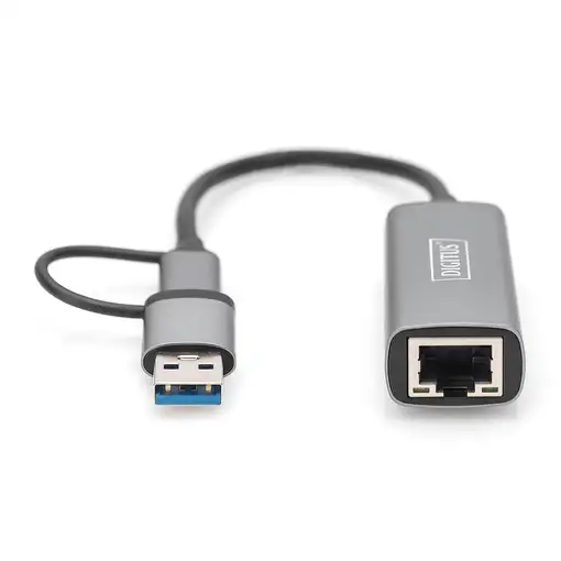 Digitus Adaptador Gigabit Ethernet USB Type-C™ 2.5G, USB-C™ + USB A (USB3.1/3.0)