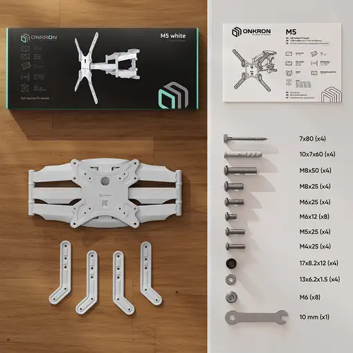 ONKRON M5-W soporte para TV 177,8 cm (70") Blanco