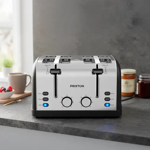 Tostadora PRIXTON (4 ranuras - 1900 W - Negro)