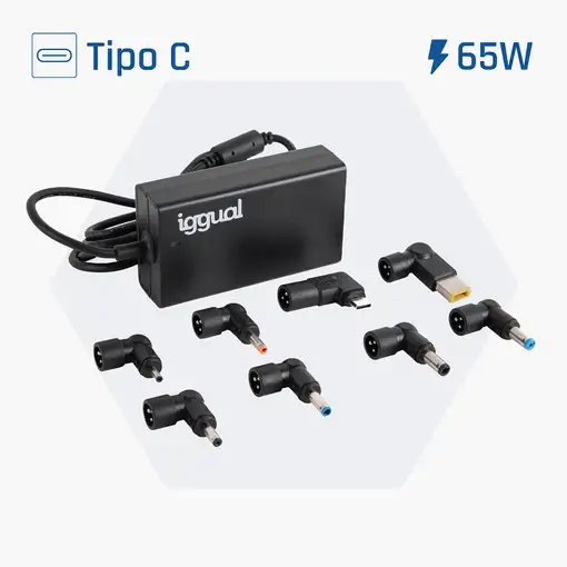 iggual CUA-C-8T-65W adaptador e inversor de corriente Interior Negro