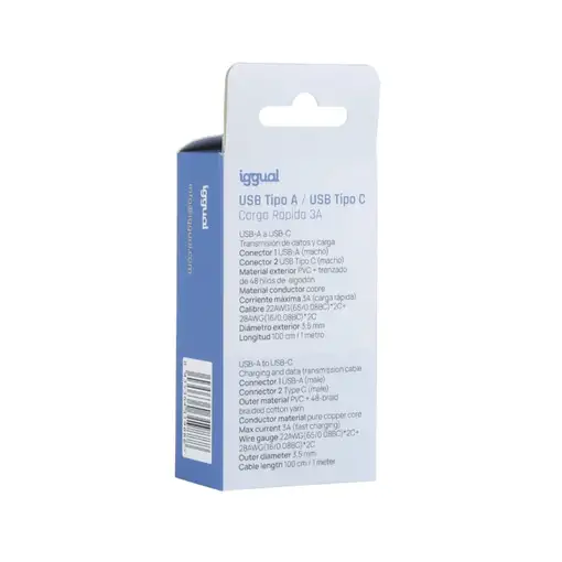 iggual Cable USB-A a tipo C 3A 100 cm trenzado