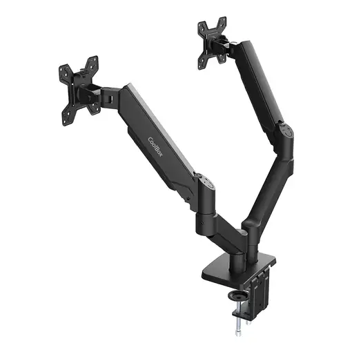 CoolBox Soporte de brazos neumáticos para dos monitores M02D