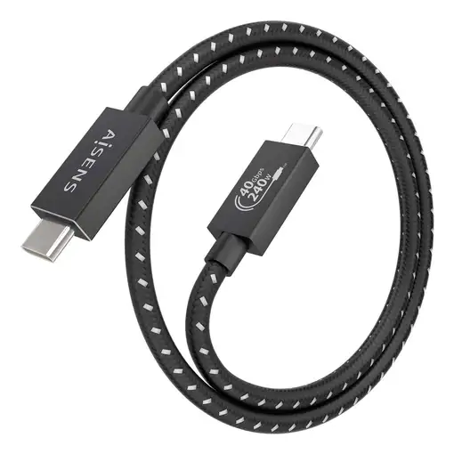 AISENS Cable USB4 Gen3x2 Aluminio 40Gbps 8K@60Hz 5A 48V 240W E-Mark, Tipo USB-C/M-