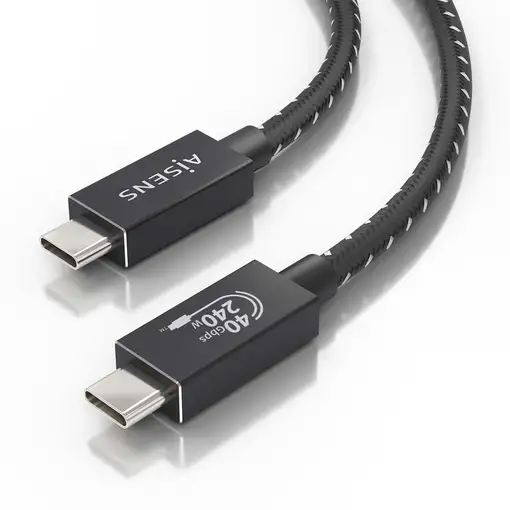 AISENS Cable USB4 Gen3x2 Aluminio 40Gbps 8K@60Hz 5A 48V 240W E-Mark, Tipo USB-C/M-