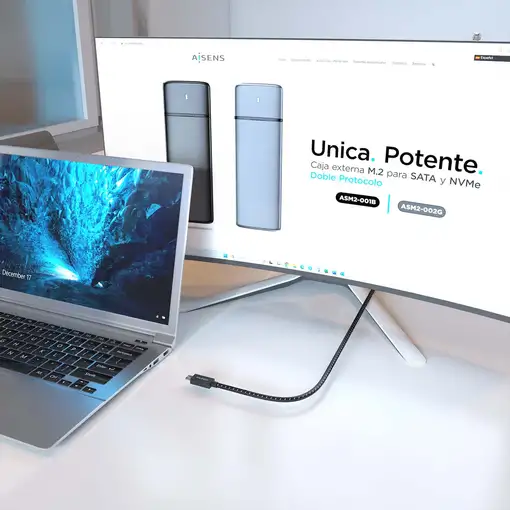 AISENS Cable USB4 Gen3x2 Aluminio 40Gbps 8K@60Hz 5A 48V 240W E-Mark, Tipo USB-C/M-