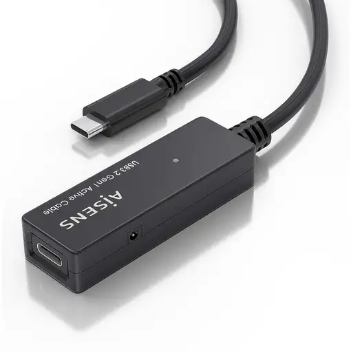 AISENS Cable USB 3.2 Gen1x1 prolongador con Amplificador, USB-C/M-USB-C/H, Negro,