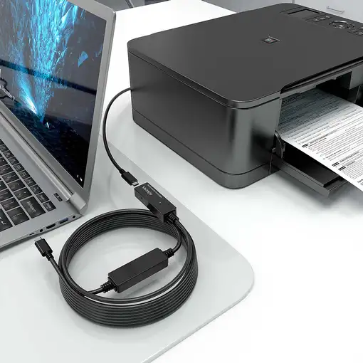 AISENS Cable USB 3.2 Gen1x1 prolongador con Amplificador, USB-C/M-USB-C/H, Negro,