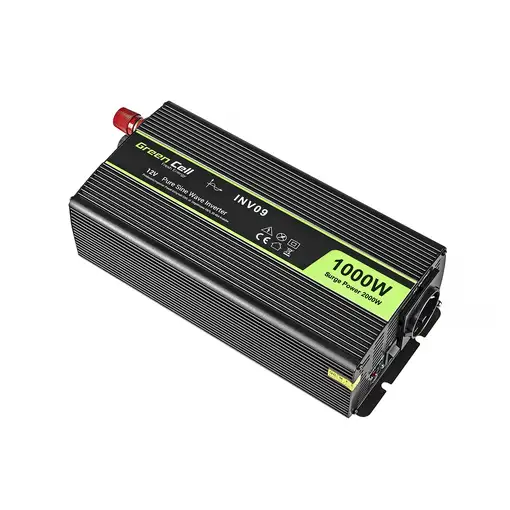 Green Cell INV09 adaptador e inversor de corriente Auto 1000 W Negro