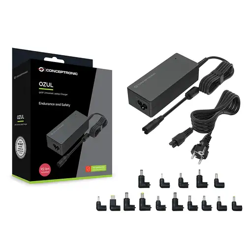 Conceptronic OZUL08B15 adaptador e inversor de corriente Interior 90 W Negro