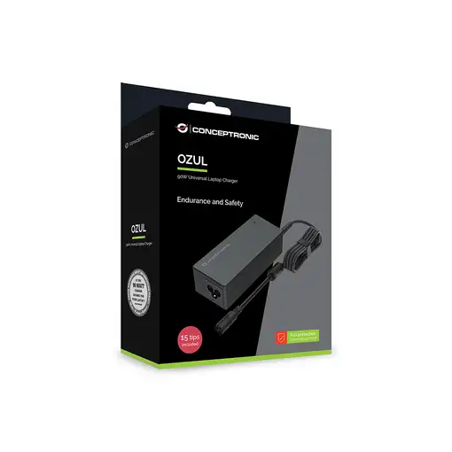 Conceptronic OZUL08B15 adaptador e inversor de corriente Interior 90 W Negro