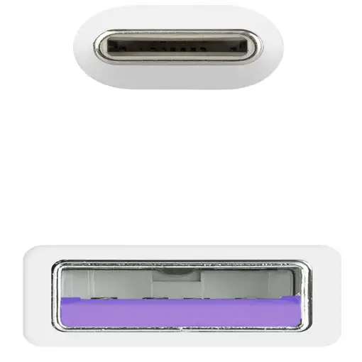 Nanocable Cable USB 2.0 3A, tipo USB-C/M-A/M, Blanco, 3 m