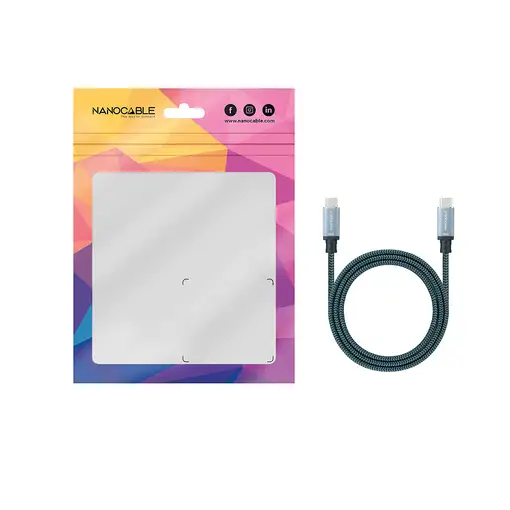 Nanocable Cable USB 3.2 Gen2x2 20Gbps 5A/100W, 4K/60Hz, USB-C/M-USB-C/M, Gris/Negr