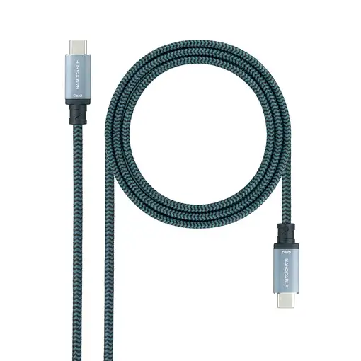 Nanocable Cable USB 3.2 Gen2x2 20Gbps 5A/100W, 4K/60Hz, USB-C/M-USB-C/M, Gris/Negr