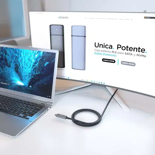 AISENS - Cable USB 3.1 Gen2 10Gbps AOC 4K@60Hz 3A 60W E-Marker, tipo USB-C/M-USB-C