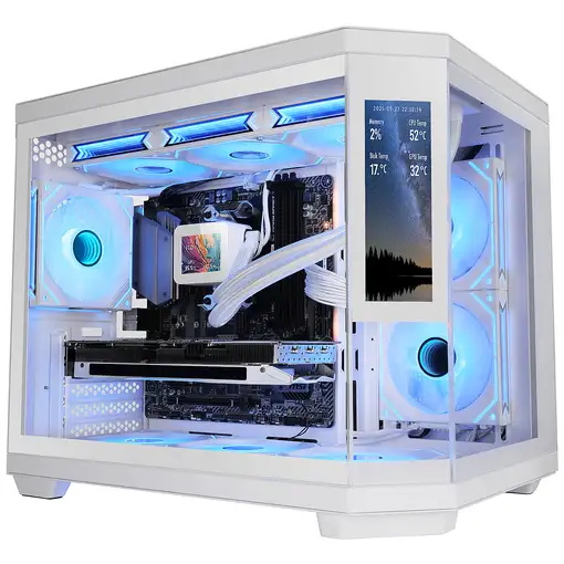 Mars Gaming MC3TCORELCDMW carcasa de ordenador Mini Tower Blanco